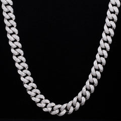 12mm Iced Out Miami Cuban Link Chain in White Gold