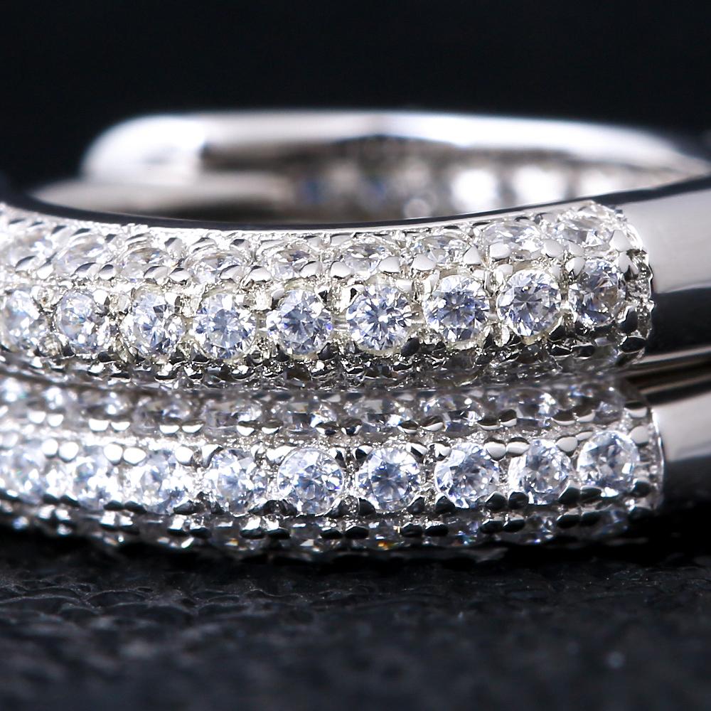 15mm S925  Diamond Round Hoop Mens Earrings