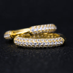 15mm S925  Diamond Round Hoop Mens Earrings