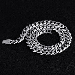 10mm Miami Cuban Link Chain in White Gold for Men's