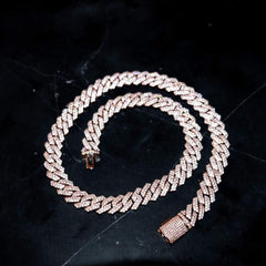 12mm Miami Diamond Cuban Chain- Rose Gold