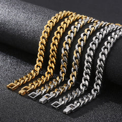 8mm Two-tone Titanium Steel Cuban Chain