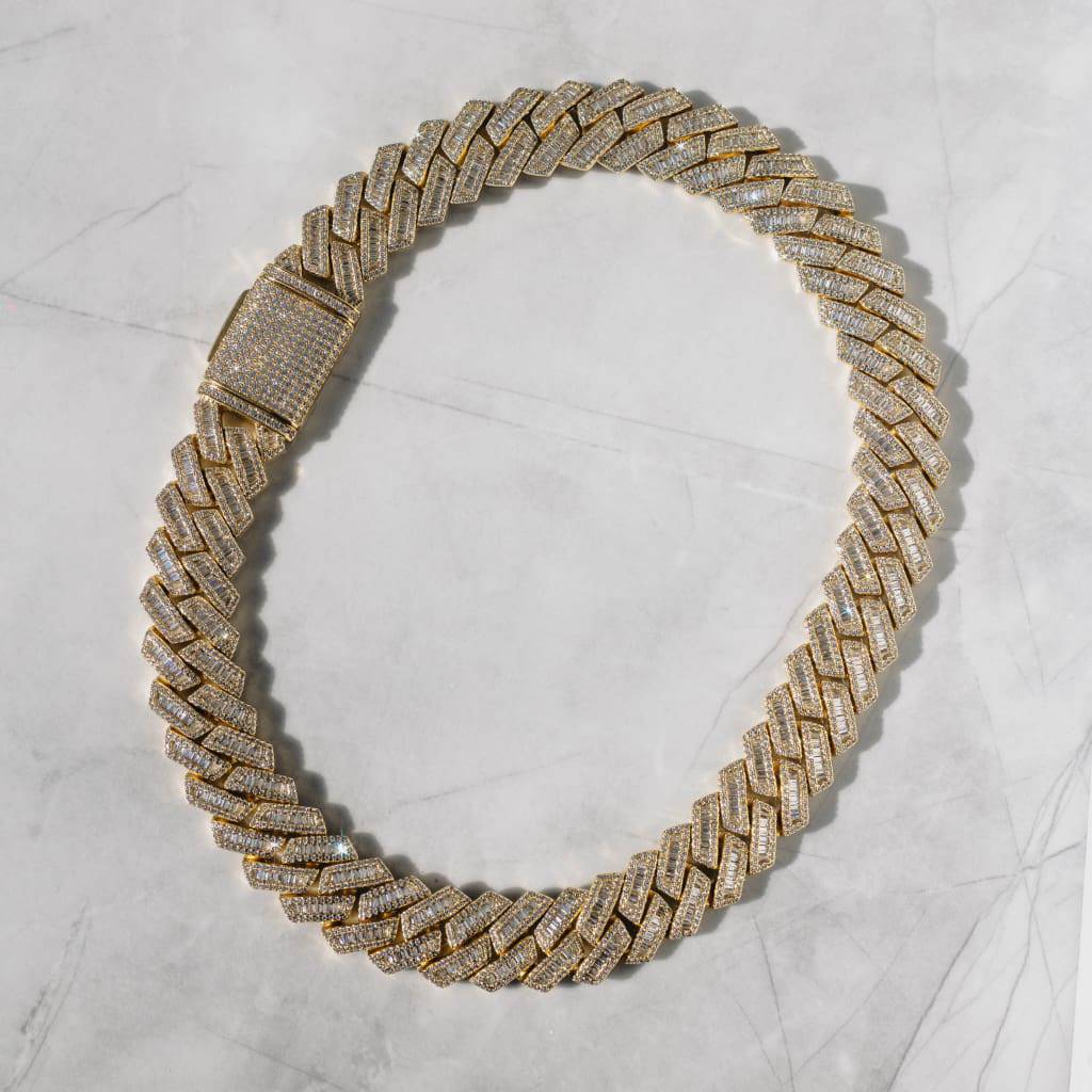 19mm Miami Diamond Baguette Chain in Gold