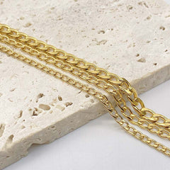 Women's 3mm/4mm/5mm Stainless Steel Cuban Chain in Gold