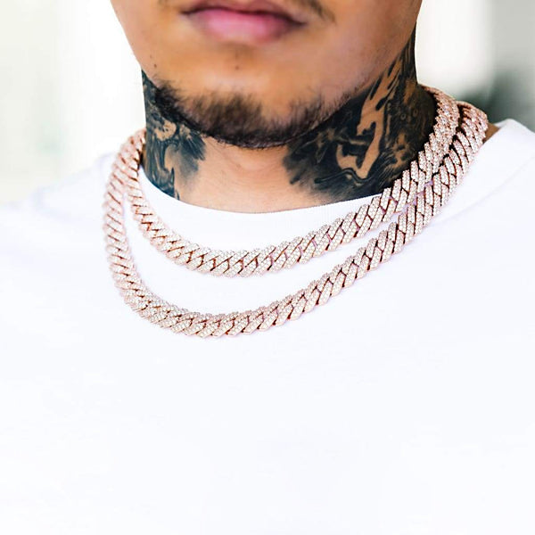 12mm Miami Diamond Cuban Chain- Rose Gold