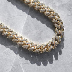 19mm Ice Out Diamond Cuban Chain In Gold