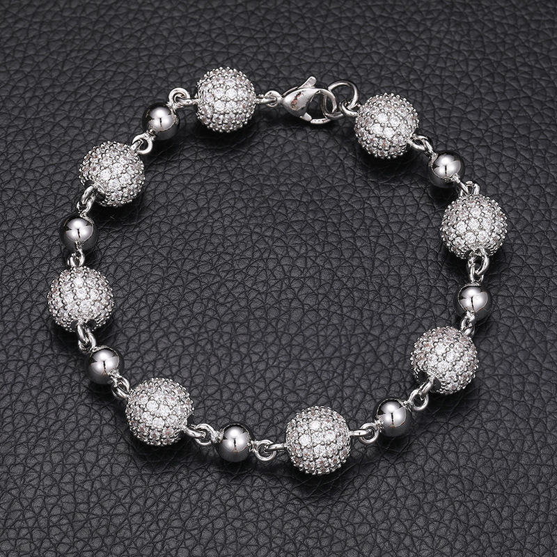 10mm Moissanite Hip Hop Ball Bracelet or Chain