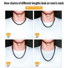 10mm Rainbow Miami Cuban Link Chain For Men's