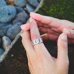 Iced Out Diamond CZ Cuban Link Mens Ring in White Gold