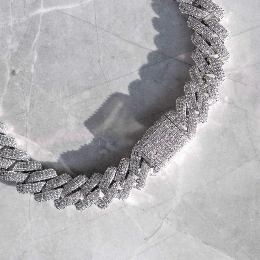 20mm Ice Out Miami Diamond Chain In White Gold