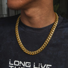 12mm Miami Cuban Link Chain in 18K Gold for Men's