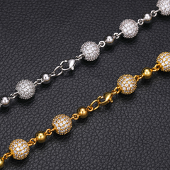 10mm Moissanite Hip Hop Ball Bracelet or Chain