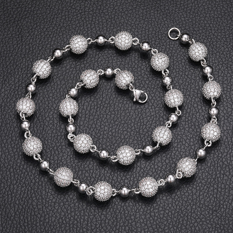 10mm Moissanite Hip Hop Ball Bracelet or Chain