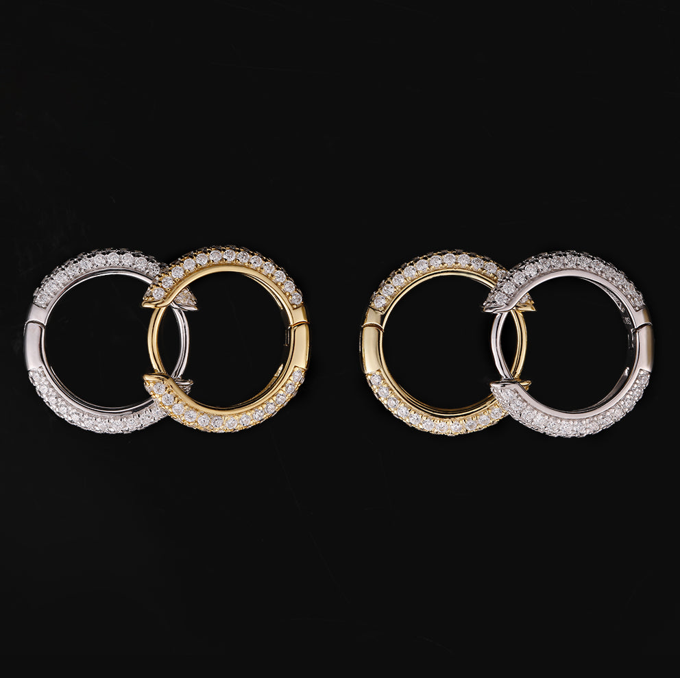 15mm S925  Diamond Round Hoop Mens Earrings