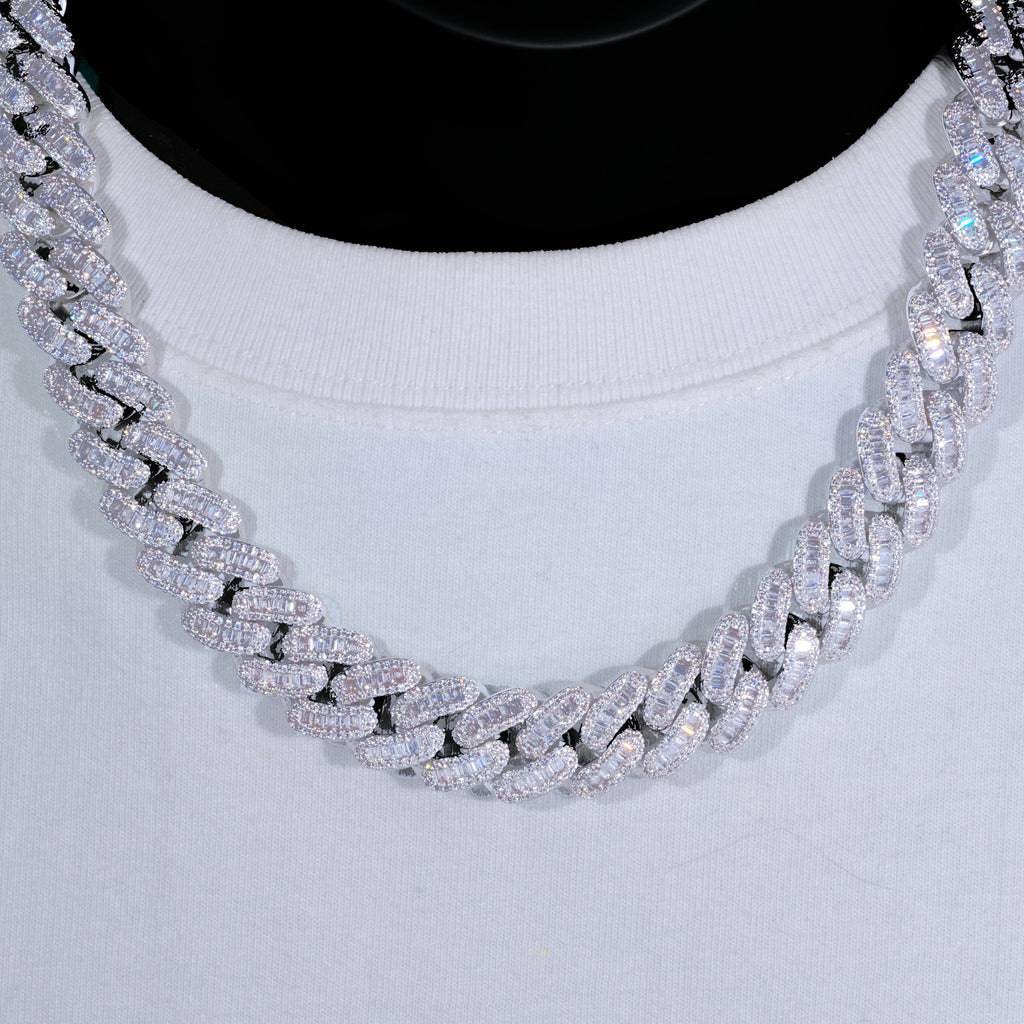 15mm T Square Ice Out Diamond Cuban Chain