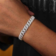 10mm S925 2 Rows Moissanite Cuban Link Bracelet