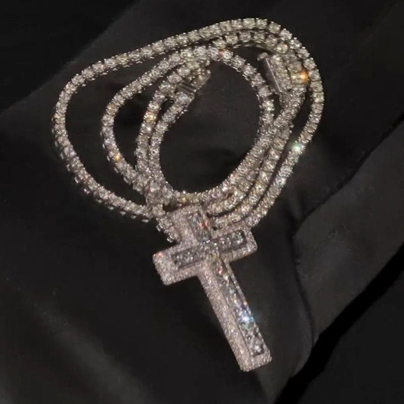 Moissanite Cross Pendant Chain set