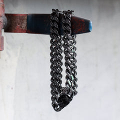 12mm Iced Out Cuban Link Black Stone for Men's Chain