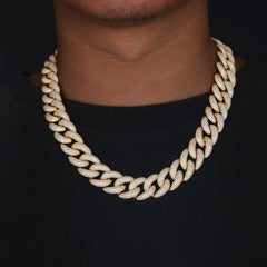 20mm S925 5 Rows Moissanite Round Cuban Link Chain