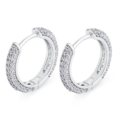 15mm S925  Diamond Round Hoop Mens Earrings