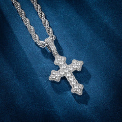 Clustered Cross White Gold Pendant