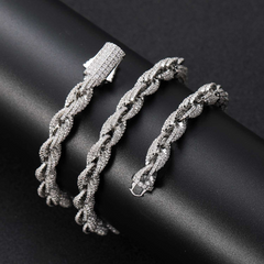 8mm Moissanite Exquisite Luxury Full Diamond Twist Chain