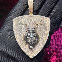 Moissanite Hip Hop Diamond Lion Head Shield Pendant