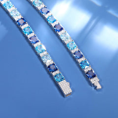 6.5mm Gradient Blue S925 Asscher Cut Tennis Bracelet