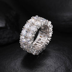 2 Rows Moissanite Diamond Eternity Ring