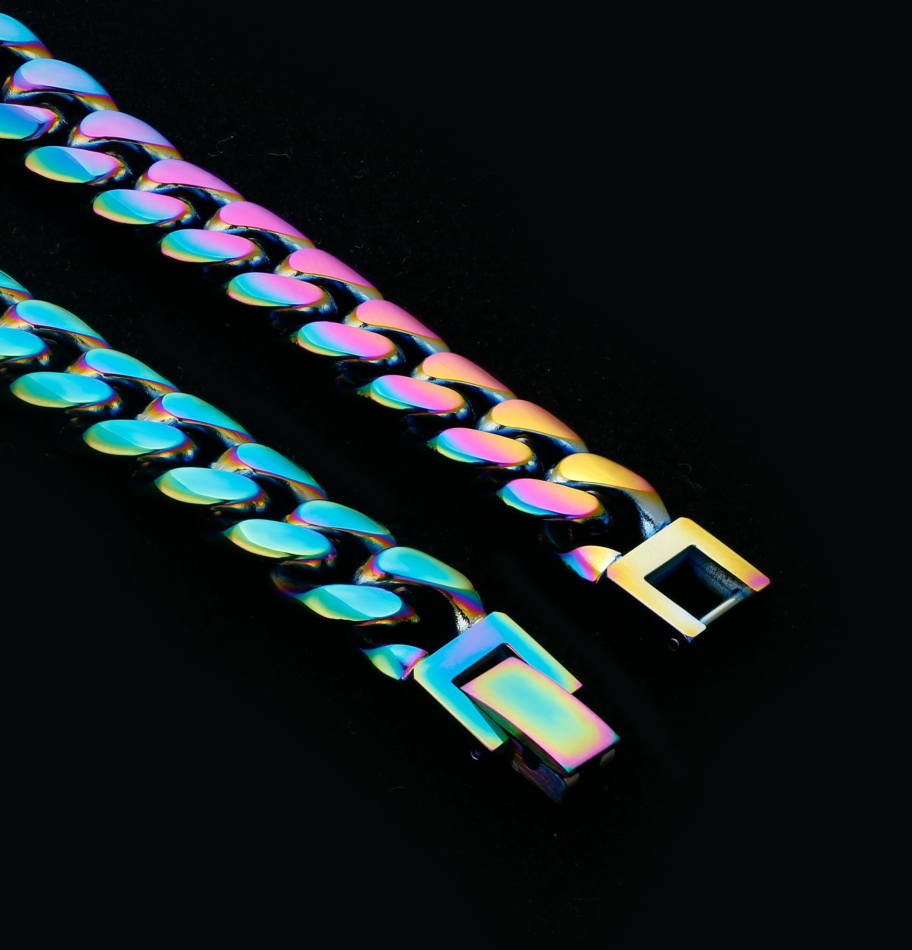 10mm Rainbow Miami Cuban Link Bracelet for Men