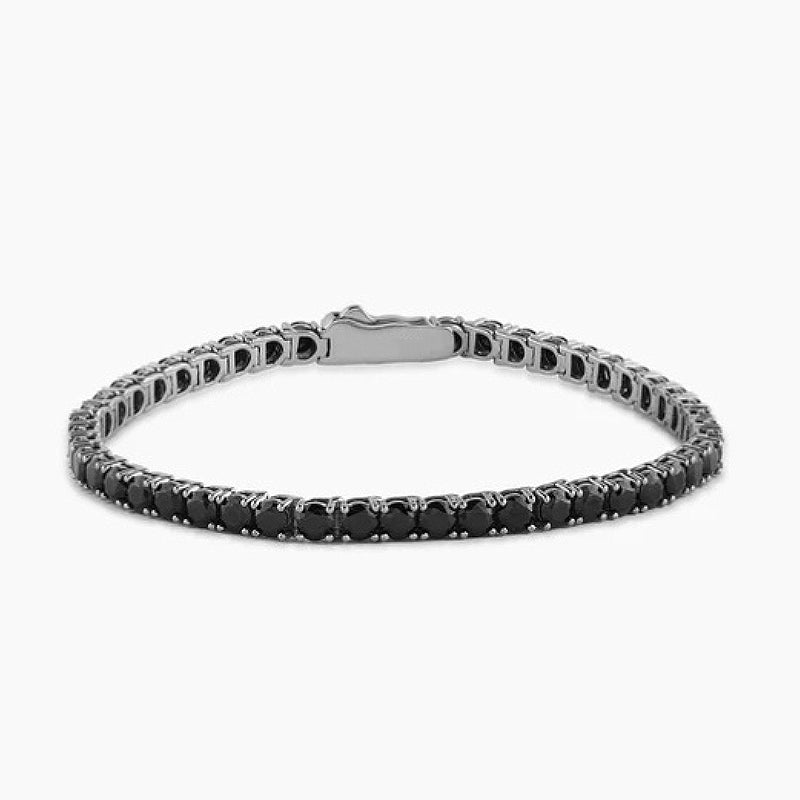 4mm Black Moissanite Stones Tennis Chain and Bracelet Set