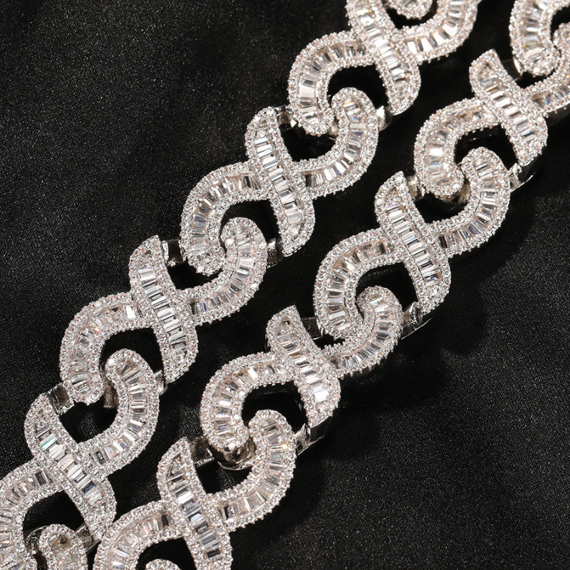 15mm Infinity "∞"  Moissanite T Square Diamond Chain