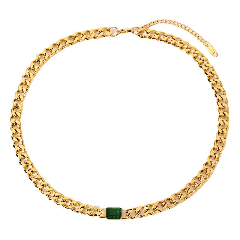 Emerald Cuban Chain Choker Necklace