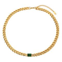 Emerald Cuban Chain Choker Necklace