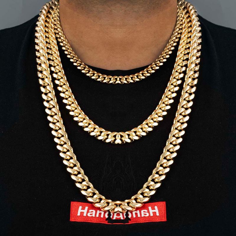 8mm Stainless Steel Cuban Chain in Gold