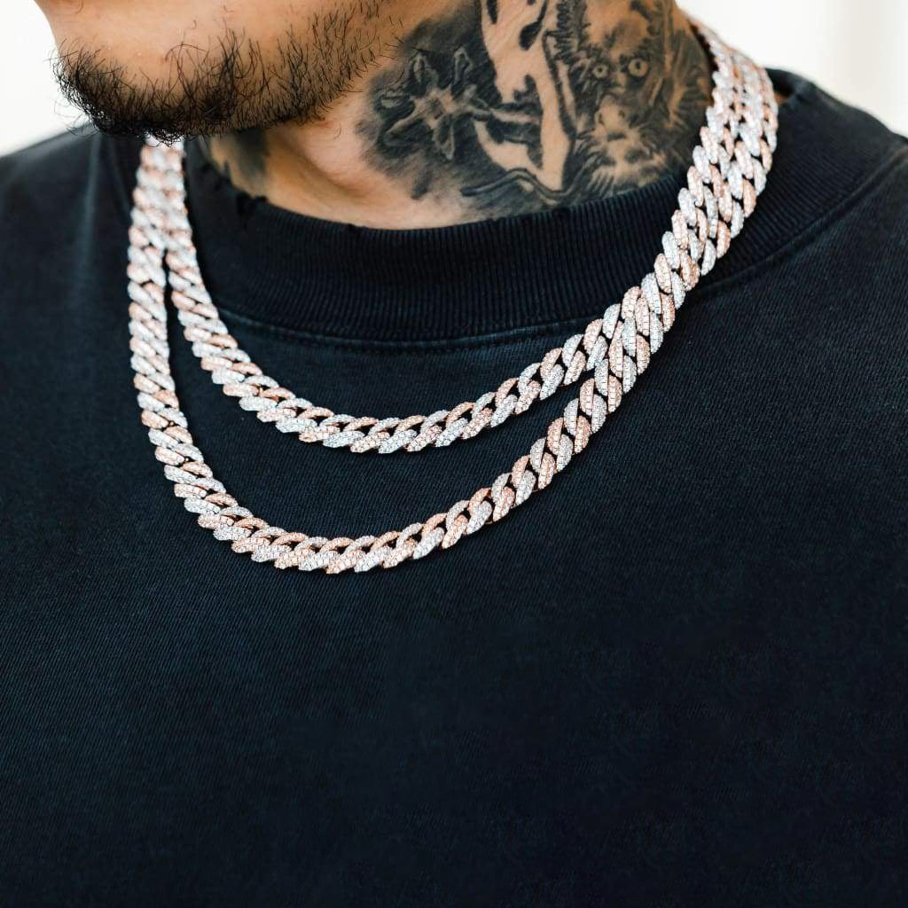 9mm Diamond  Two Tone Cuban Chain