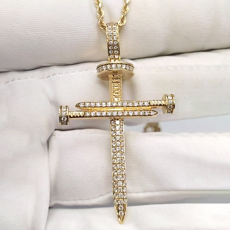 Cross Nail Moissanite Diamond Pendant