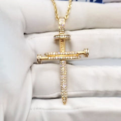 Cross Nail Moissanite Diamond Pendant