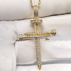 Cross Nail Moissanite Diamond Pendant