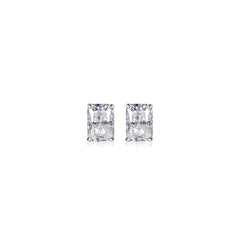 S925 Silver Radiant Cut Rare Color Moissanite Stud Earrings