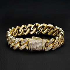 12mm Iced Out Cuban Link Bracelet for Men's