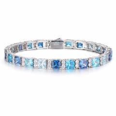 6.5mm Gradient Blue S925 Asscher Cut Tennis Bracelet