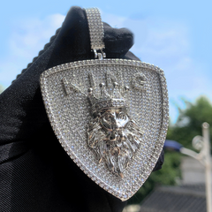 Moissanite Hip Hop Diamond Lion Head Shield Pendant