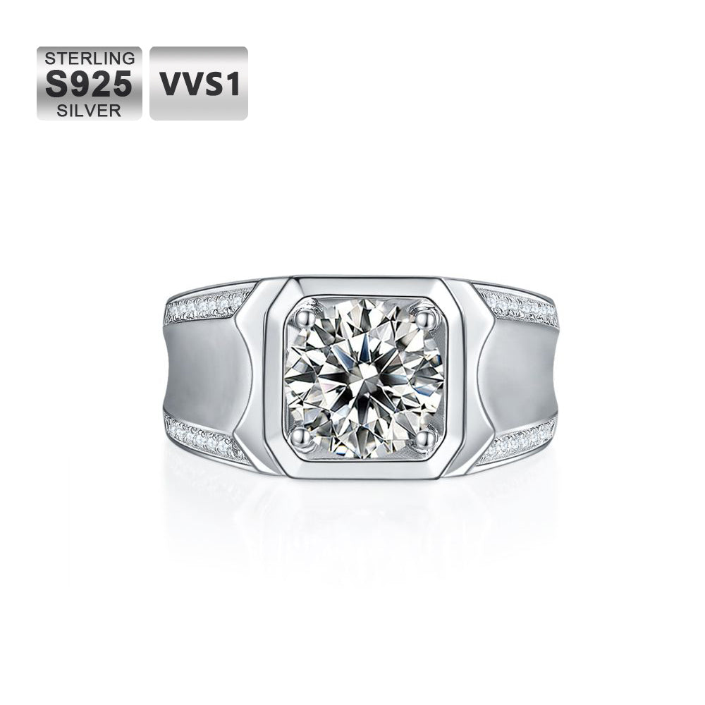 2.0 Carats VVS1 Moissanite Men Ring