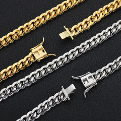 8mm Moissanite Cuban Link Chain in Yellow Gold