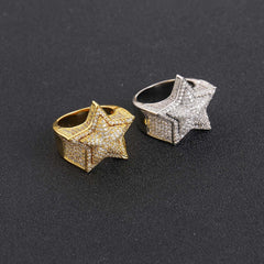 18K Gold Iced Star Ring