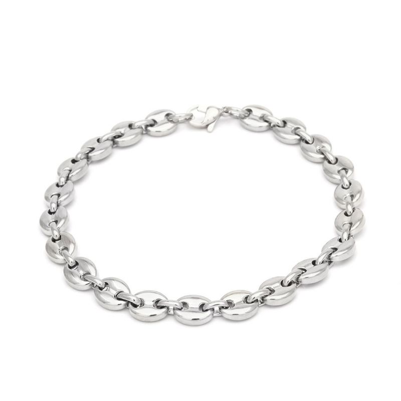 7mm Coffee Bean Bracelet in Stainless Steel