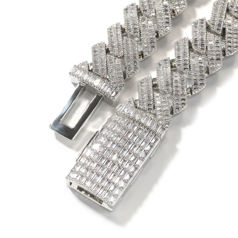 20mm Moissanite Hip Hop Two Row Diamond Cuban Chain