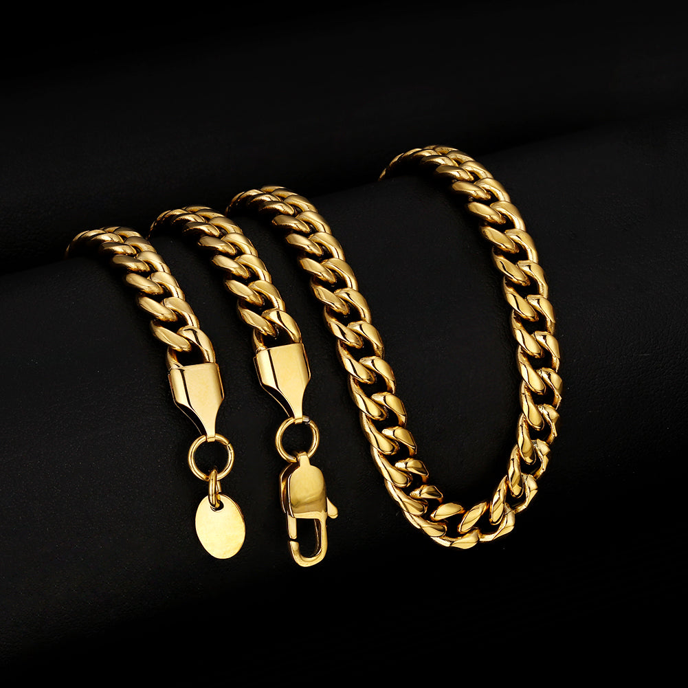 6mm Miami Cuban Link Chain in 18K Gold for Men's