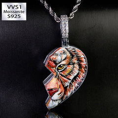 S925 Moissanite Enamel Tiger Love Pendant